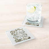 Happy Thanksgiving Typografie Gold Harvest Pumpkin Glasuntersetzer (Schrägansicht)