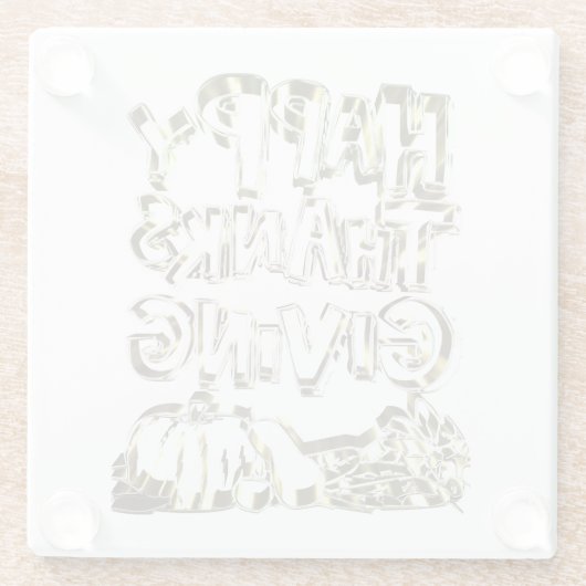 Happy Thanksgiving Typografie Gold Harvest Pumpkin Glasuntersetzer (Rückseite)