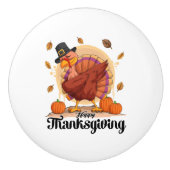 Happy Thanksgiving Typografie Keramikknauf (Vorderseite)