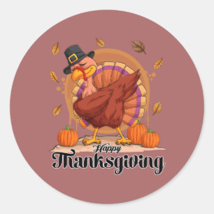Happy Thanksgiving Typografie Rund Sticker