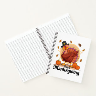 Happy Thanksgiving Typografie Spiralblock Notizblock