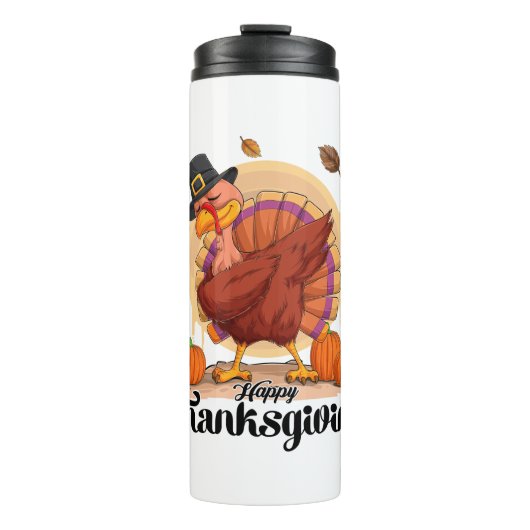Happy Thanksgiving Typografie Thermal Tumbler Thermosbecher (Vorderseite)