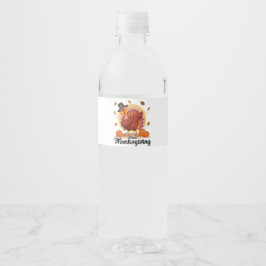 Happy Thanksgiving Typografie Wasser Flasche Etike Wasserflaschenetikett