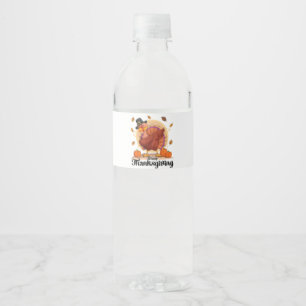 Happy Thanksgiving Typografie Wasserflaschenetiket Wasserflaschenetikett