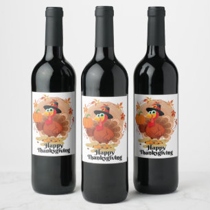 Happy Thanksgiving Typografie Weinlabel Weinetikett
