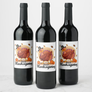 Happy Thanksgiving Typografie Weinlabel Weinetikett