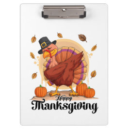 Happy Thanksgiving Typografy Clipboard Klemmbrett
