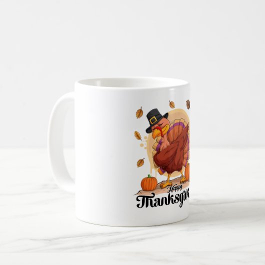 Happy Thanksgiving Typografy Coffee Tasse (Vorderseite Links)