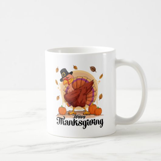 Happy Thanksgiving Typografy Coffee Tasse (Rechts)