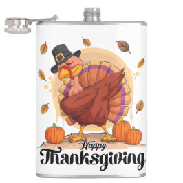 Happy Thanksgiving Typografy Flask Flachmann