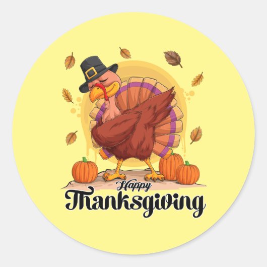 Happy Thanksgiving Typografy Round Sticker (Vorderseite)