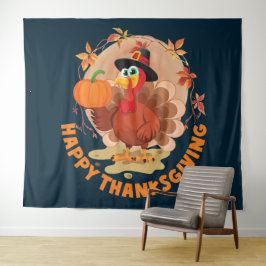 Happy Thanksgiving Typografy Tapestry Wandteppich
