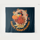 Happy Thanksgiving Typografy Tapestry Wandteppich (Vorderseite (Horizontal))
