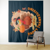 Happy Thanksgiving Typografy Tapestry Wandteppich (Beispiel)