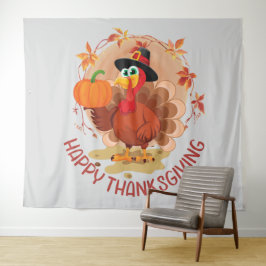 Happy Thanksgiving Typografy Tapestry Wandteppich