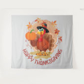 Happy Thanksgiving Typografy Tapestry Wandteppich (Vorderseite (Horizontal))