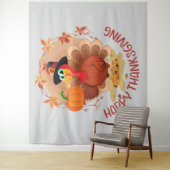 Happy Thanksgiving Typografy Tapestry Wandteppich (Beispiel)