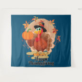Happy Thanksgiving Typografy Tapestry Wandteppich (Vorderseite (Horizontal))