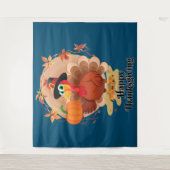 Happy Thanksgiving Typografy Tapestry Wandteppich (Vorderseite)