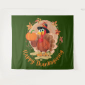 Happy Thanksgiving Typografy Tapestry Wandteppich (Vorderseite (Horizontal))