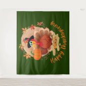 Happy Thanksgiving Typografy Tapestry Wandteppich (Vorderseite)