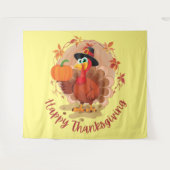 Happy Thanksgiving Typografy Tapestry Wandteppich (Vorderseite (Horizontal))