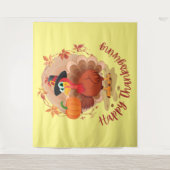 Happy Thanksgiving Typografy Tapestry Wandteppich (Vorderseite)