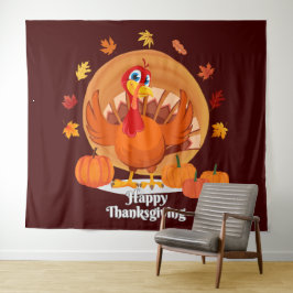 Happy Thanksgiving Typografy Tapestry Wandteppich