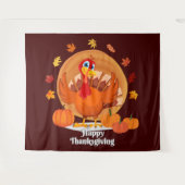 Happy Thanksgiving Typografy Tapestry Wandteppich (Vorderseite (Horizontal))