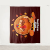 Happy Thanksgiving Typografy Tapestry Wandteppich (Vorderseite)