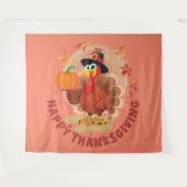 Happy Thanksgiving Typografy Tapestry Wandteppich (Vorderseite (Horizontal))