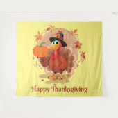 Happy Thanksgiving Typografy Tapestry Wandteppich (Vorderseite (Horizontal))