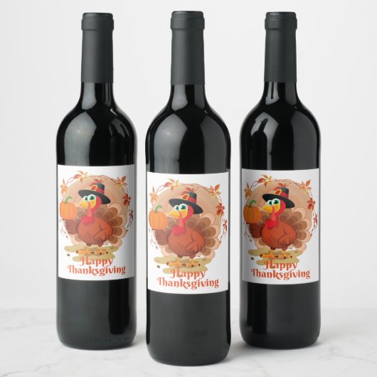 Happy Thanksgiving Typografy Weinlabel Weinetikett (Flaschen)