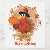 Happy Thanksgiving Typografy Weinlabel Weinetikett (Einzelnes Label)