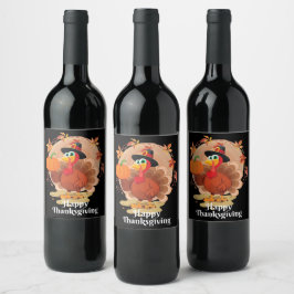 Happy Thanksgiving Typografy Weinlabel Weinetikett