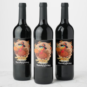Happy Thanksgiving Typografy Weinlabel Weinetikett