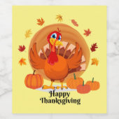 Happy Thanksgiving Typografy Weinlabel Weinetikett (Einzelnes Label)