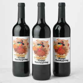Happy Thanksgiving Typografy Weinlabel Weinetikett