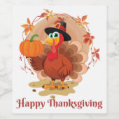 Happy Thanksgiving Typografy Weinlabel Weinetikett (Einzelnes Label)