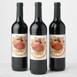 Happy Thanksgiving Typografy Weinlabel Weinetikett