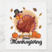 Happy Thanksgiving Typografy Weinlabel Weinetikett (Einzelnes Label)