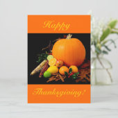 Happy Thanksgiving V mit Kürbis und Obst Einladung (Stehend Vorderseite)