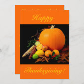 Happy Thanksgiving V mit Kürbis und Obst Einladung (Vorne/Hinten)