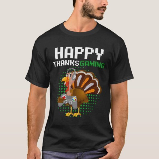 Happy Thanksgiving Video Game Controller Boy Pilgr T-Shirt (Vorderseite)