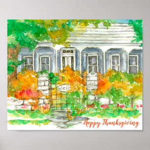 Happy Thanksgiving Viktorianischer Herbst im Haus Poster
