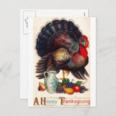 Happy Thanksgiving Vintag Türkei Feiertagspostkarte (Vorne/Hinten)