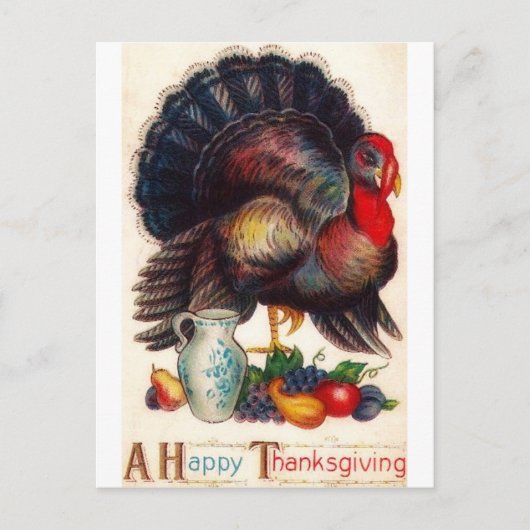 Happy Thanksgiving Vintag Türkei Feiertagspostkarte (Vorderseite)