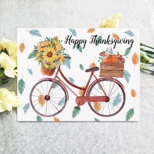 Happy Thanksgiving Vintage Bicycle  Postcard Postkarte