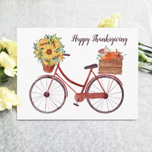 Happy Thanksgiving Vintage Bicycle  Postkarte