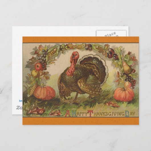 Happy Thanksgiving Vintage Feiertagspostkarte (Vorne/Hinten)